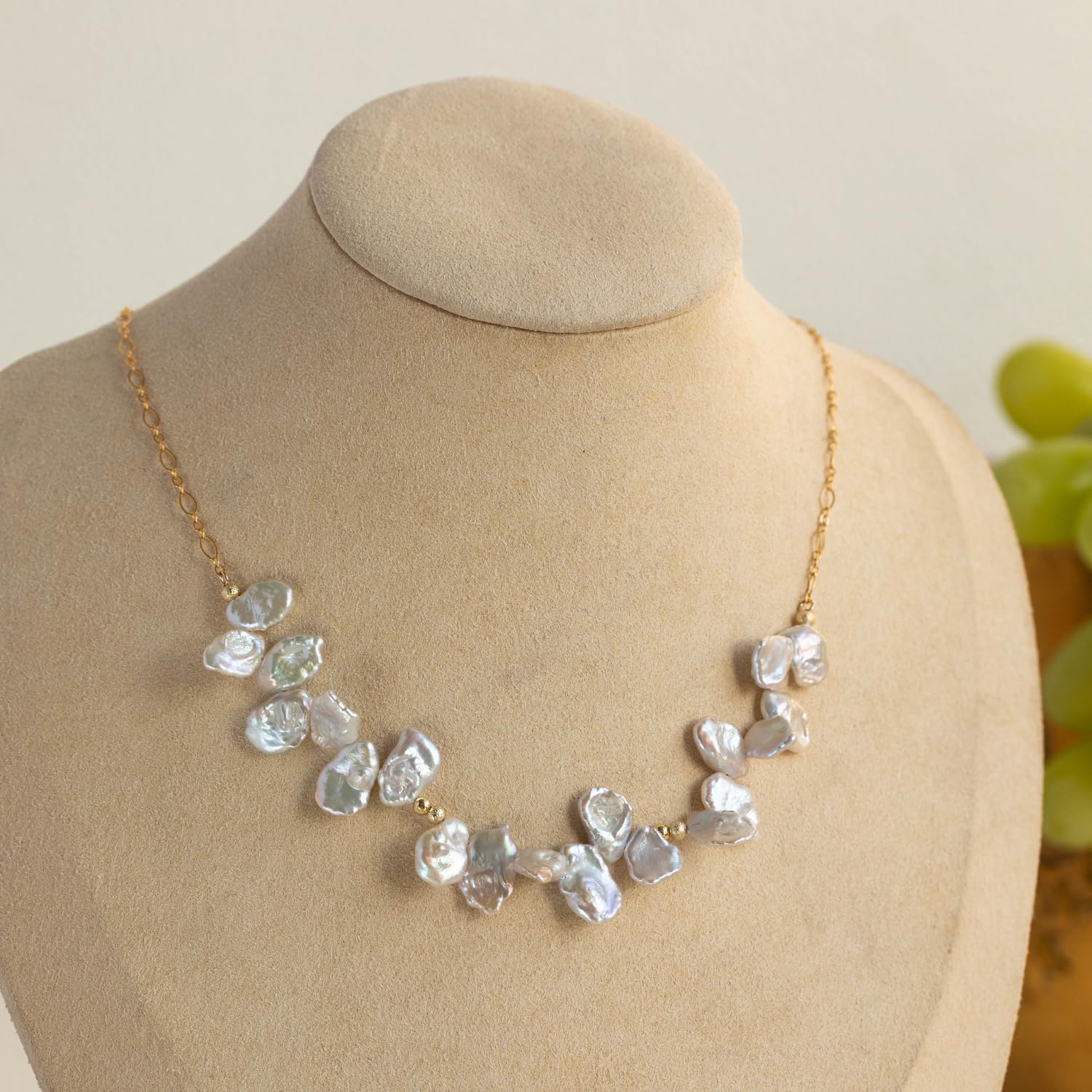 Baroque Keshi Pearl Necklace; Pearl Necklaces for Women; Freshwater Pearls Necklaces; Real Pearls and 14K Gold Filled Necklace