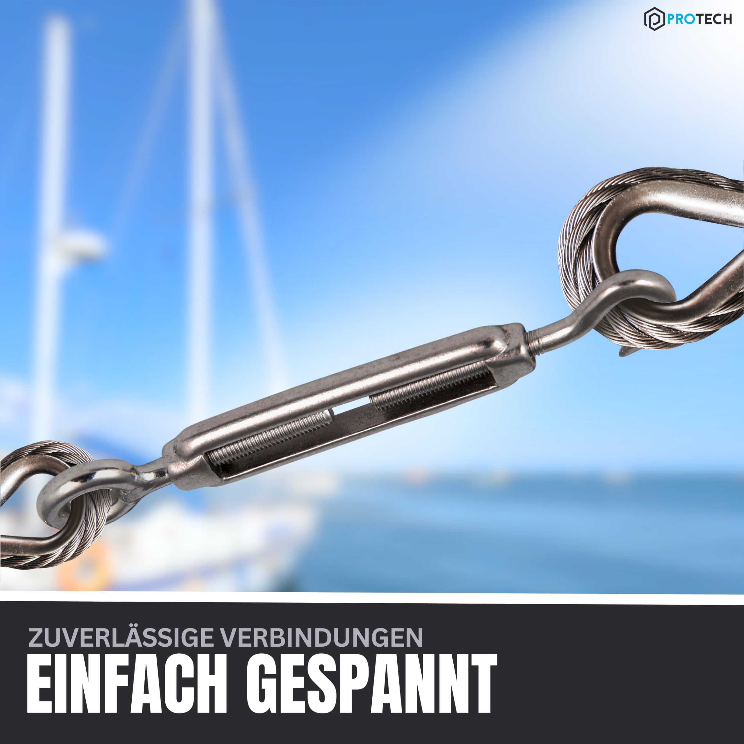 PROTECH 10 Stück Drahtspanner M12 Edelstahl A4 rostfreier V4A Drahtseil Spanner Spannschlösser Seilspanner Spannhaken Spanner für Seil