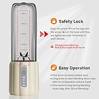 Vista 2 de COKUNST Batidora portátil de 17 onzas con 6 cuchillas, licuadora personal recargable por USB-C para batidos y jugos, mini mezclador compacto
