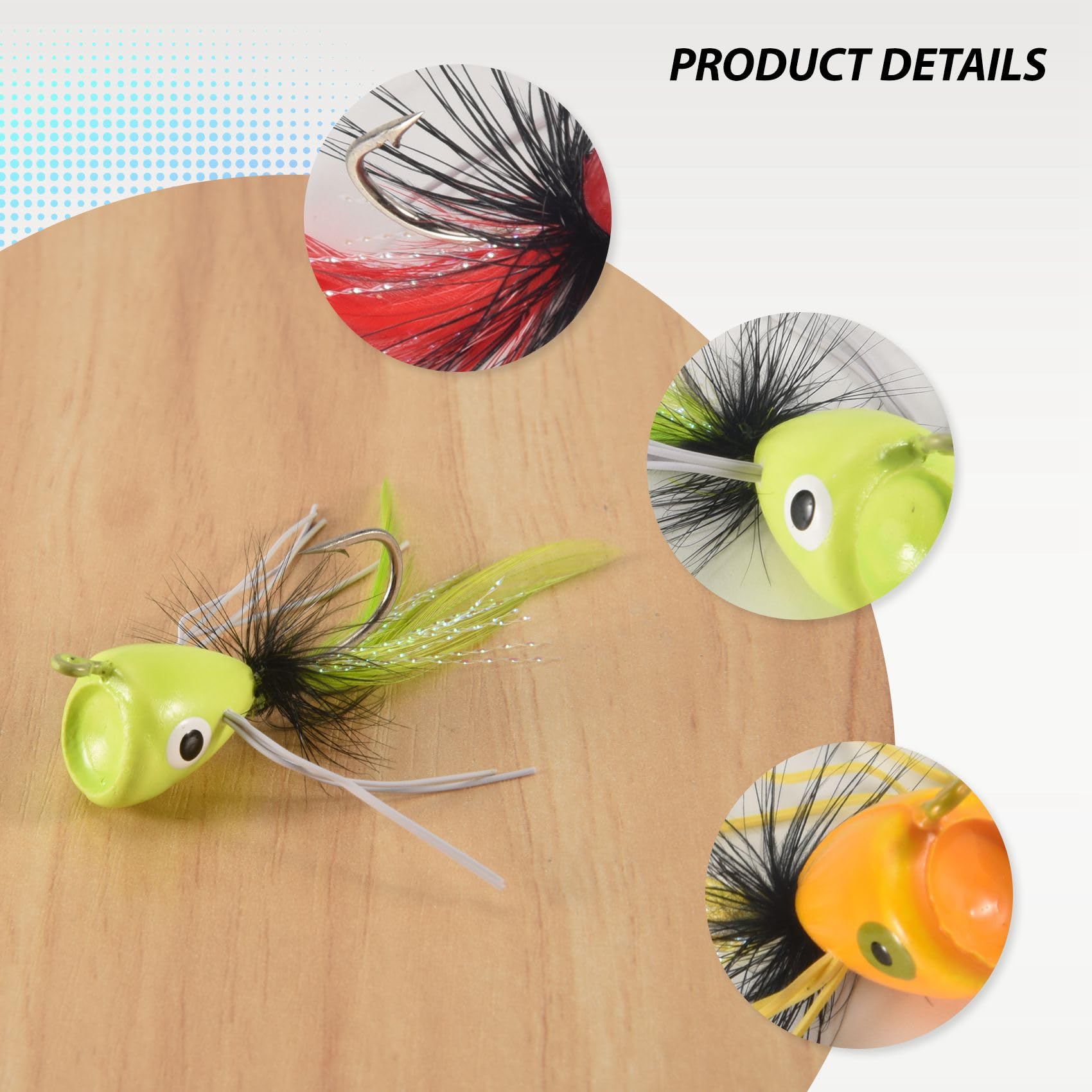 Lizusidtsy 10PCS Fly Fishing Poppers,Topwater Fishing Lures Bass Crappie Bluegill Panfish Trout Salmon Perch Flies