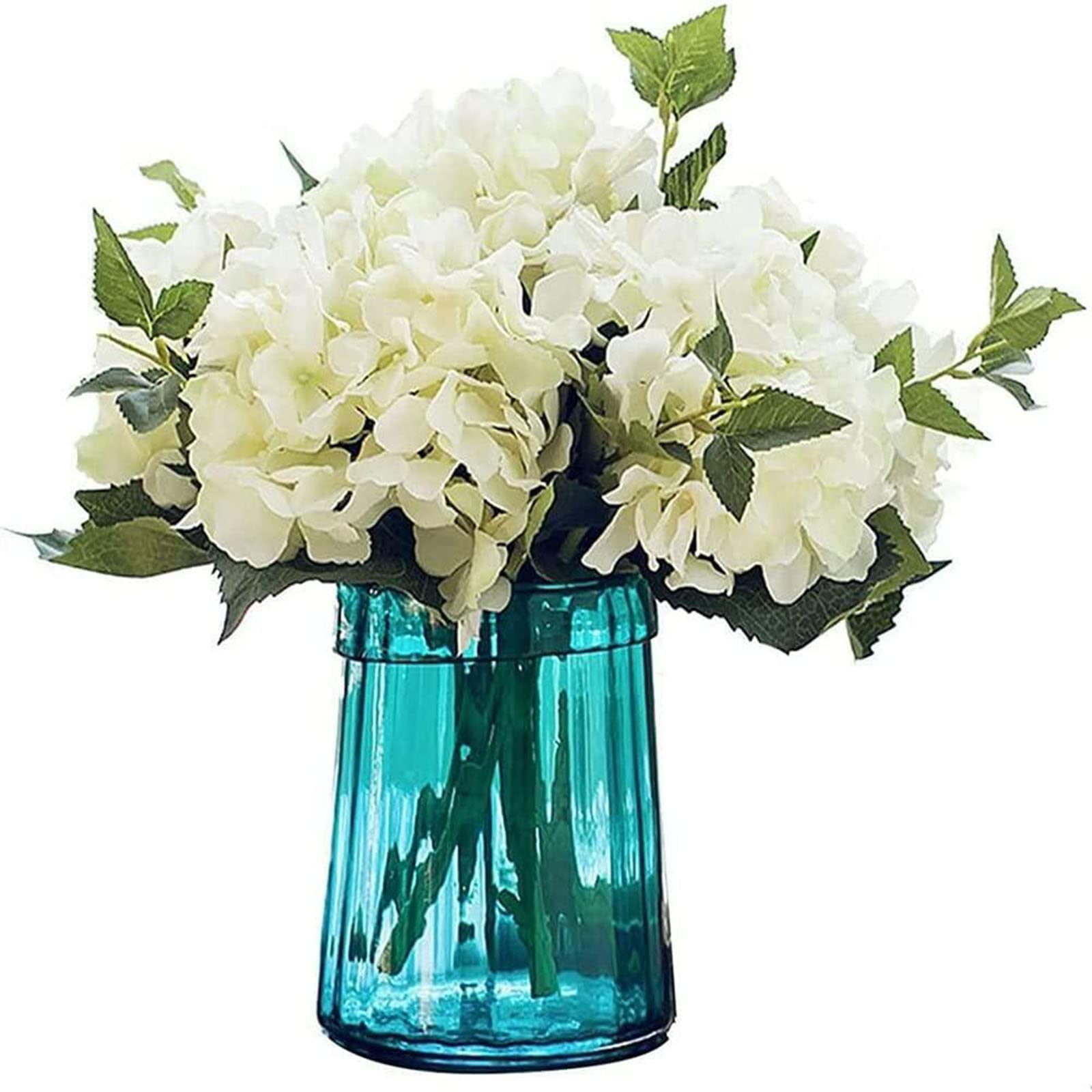 XDLEDMKIZ Artificial Flowers Pack of 3 Plastic Flowers Hydrangea Flowers Fake Silk Bouquet Fake Flowers for Home Wedding Decor