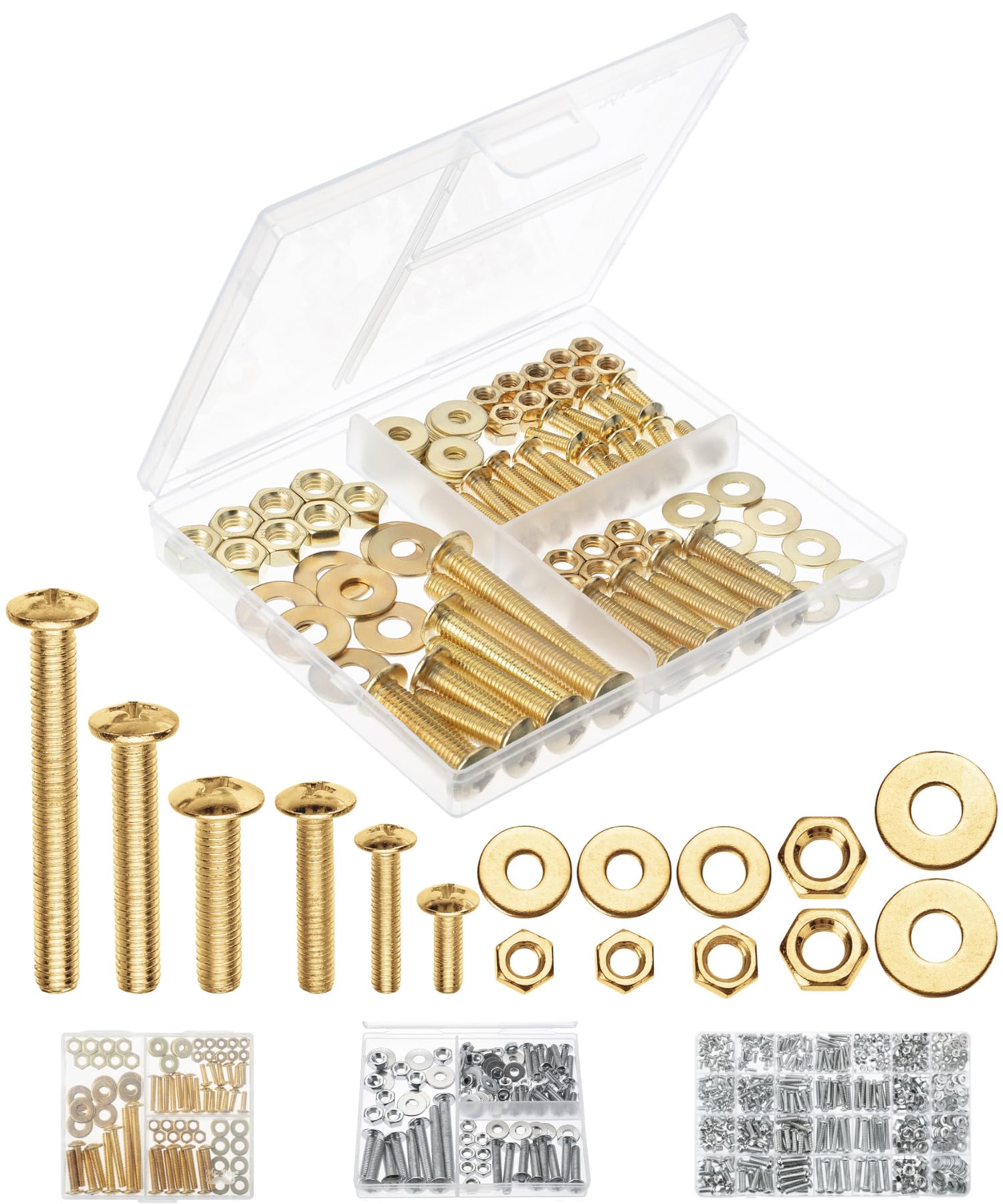 Mr. Pen- Bolts, Nuts, and Washers Assortment Kit, 113 pcs, Gold Nuts and Bolts Kit