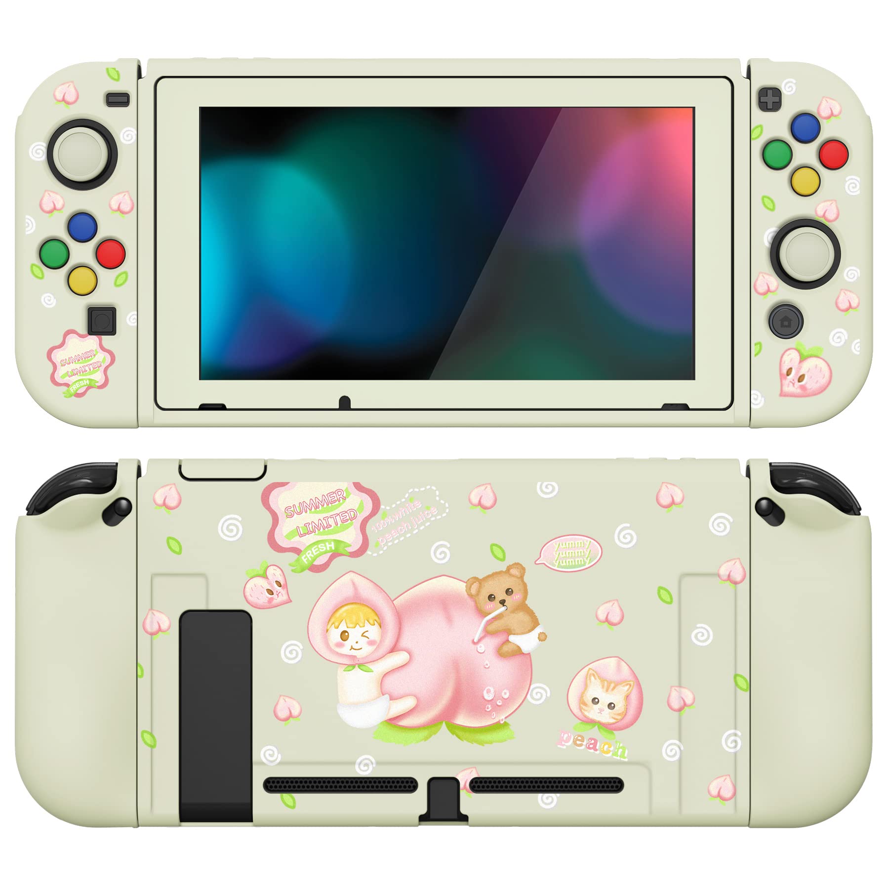 PlayVital ZealProtect Funda Protectora Suave para Nintendo Switch Accesorios Carcasa con Protector de Pantalla & Tapas de Agarre para el Pulgar & Pegatinas de ABXY Dirección Botón(Gatos en Piscina) — view 29