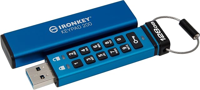 Kingston IronKey Keypad 200 hardware-encrypted USB Flash Drive XTS-AES 256-bit hardware encryption - IKKP200/128GB