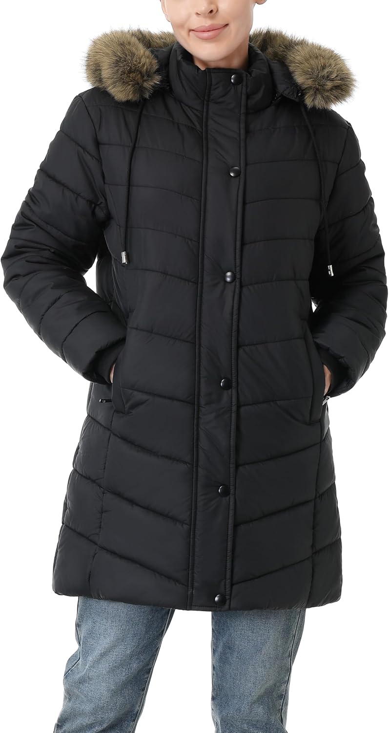 Women's Long Winter Puffer Coat Warm Thicken Fleece Lined Down Jacket Waterproof Detachable Hooded Parka - Image 5