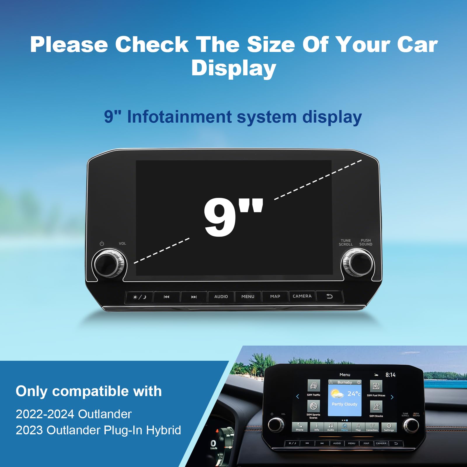 (2Pack) Coleya 2022 2023 2024 2025 Outlander Screen Protector for Outlander (SE/SEL/Black Edition/SE Black Edition/SEL Black Edition) 9Inch Touchscreen, 2024 2025 Outlander Accessories High Clarity 9