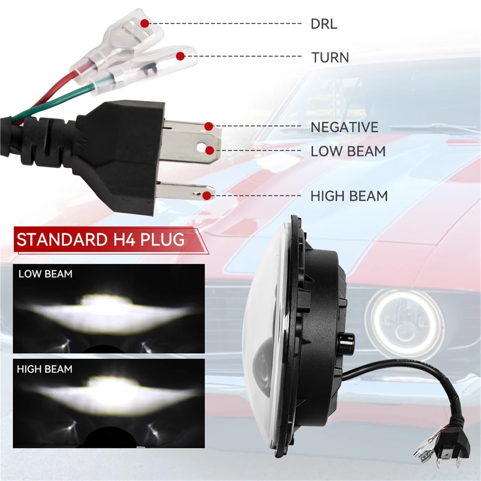 Bombilla Coche Para Wrangler Para Hummer Faro LED Bombilla LED | Accesorios redondos para coche JK TJ H1 H2 2 uds.