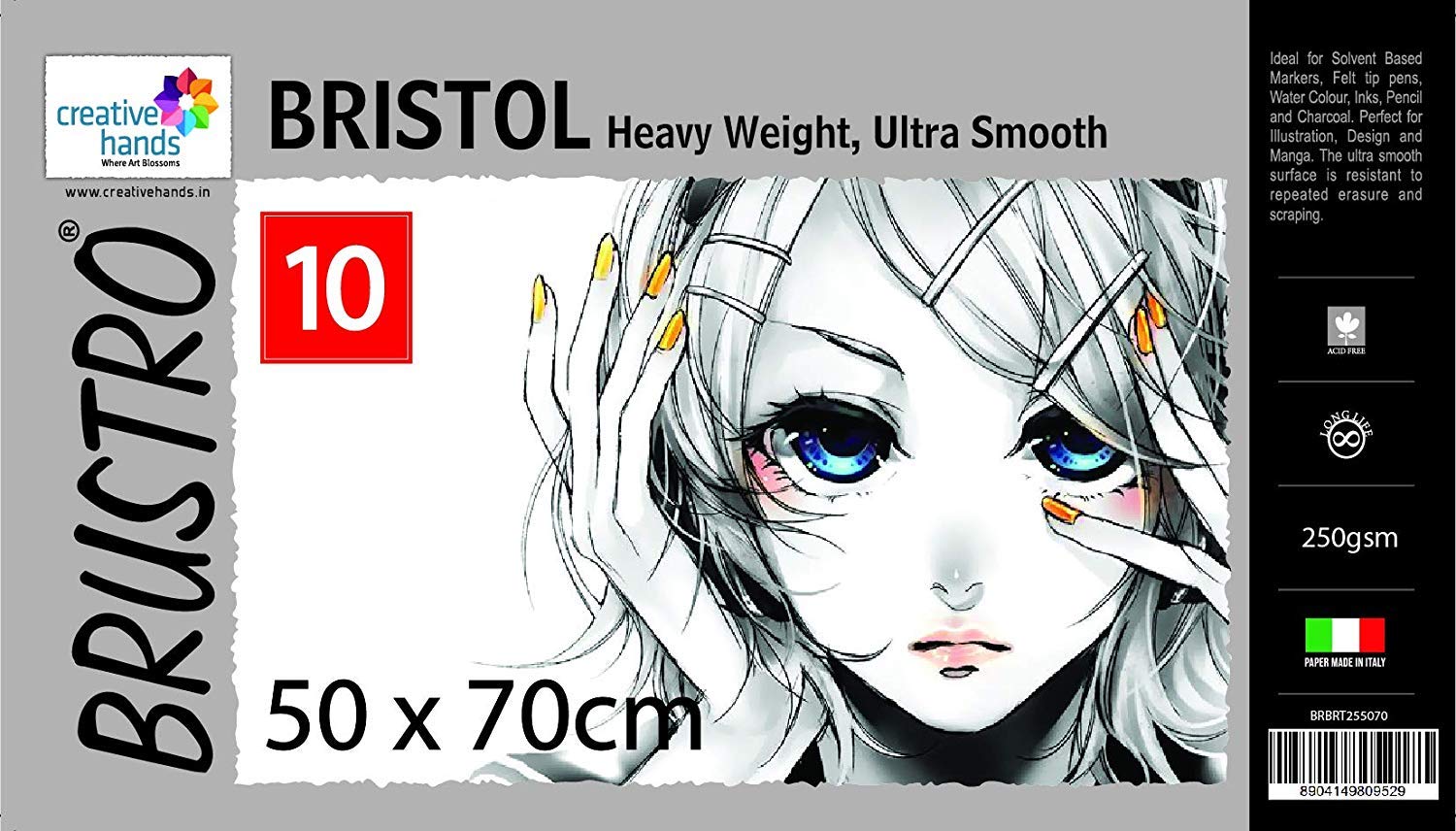 Brustro Bristol Ultra Smooth Paper 250 GSM, Size - 50 x 70 cm, 10 Sheets (B07SQW5DX9) Amazon Price History, Amazon Price Tracker