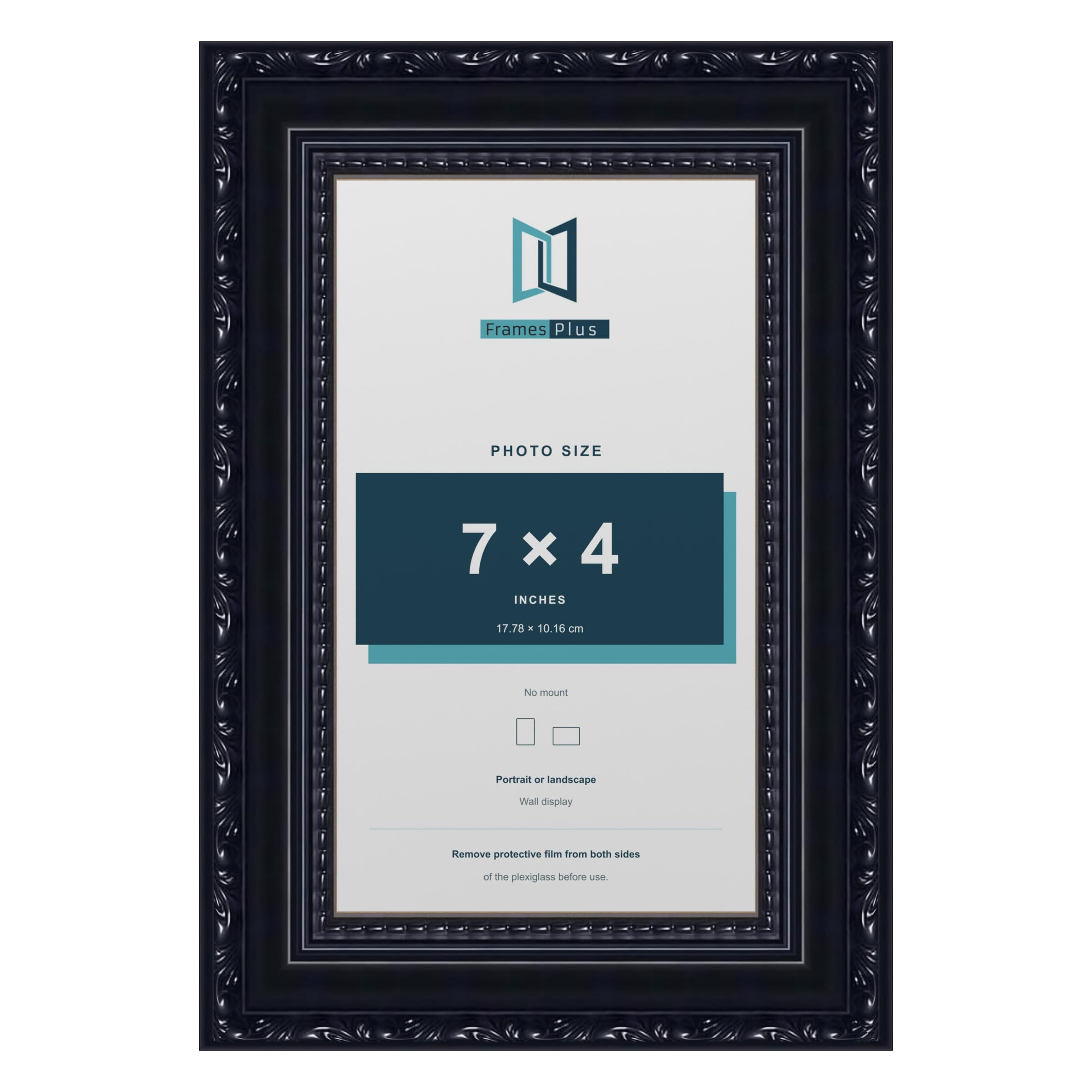 FramesPlus ORNATE Shabby Chic 7x4 Picture Frame, Black — image 1