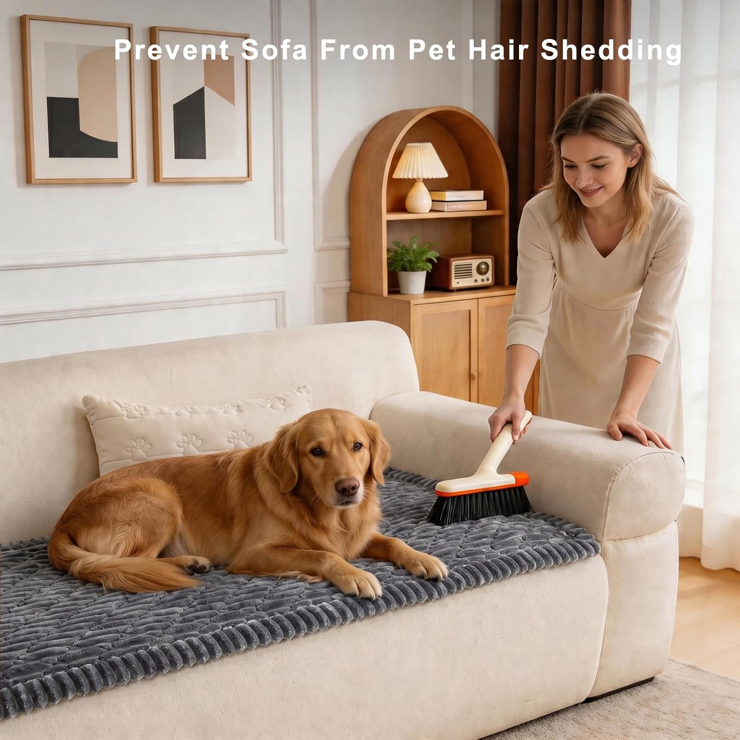 NILUOH Couch Cover for Dogs Washable, Fuzzy Pet Sofa Slipcover for 2-3 Cushion Sofa Pet Friendly, Thick Non-Slip Couch Cushion Covers Protector (Dark Gray, 27.6" x 82.7")