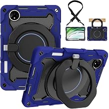 for Huawei Matepad Pro 11" 2024/2022 Tablet Case with 360 Rotating Stand, Shockproof Protective Cover with Shoulder Strap, Pencil Holder & Handle Ring for Kids & Adults Deep Blue