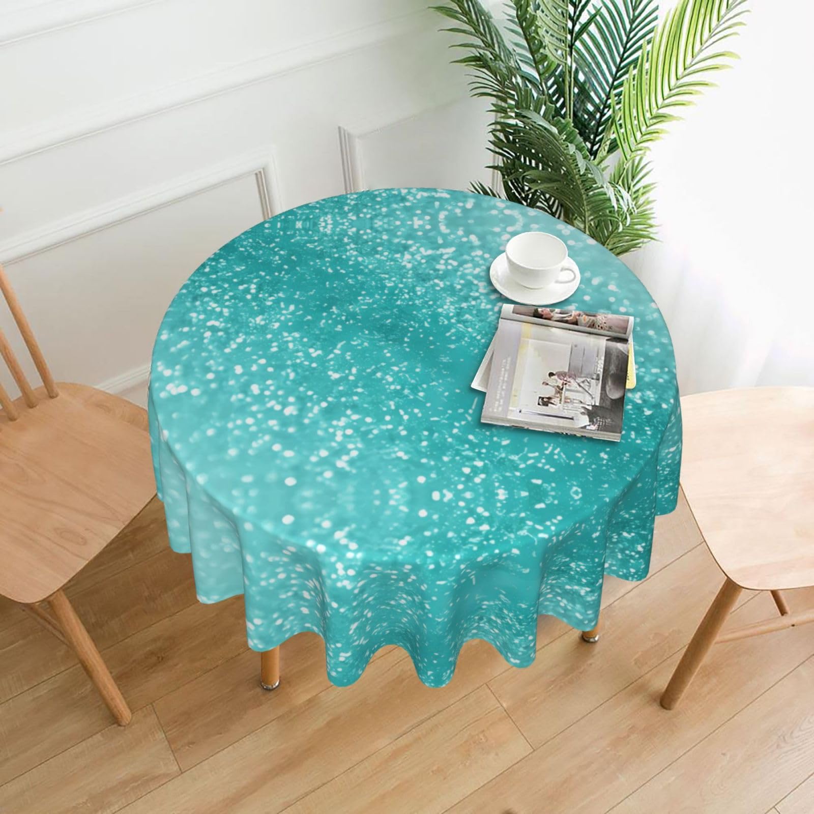 MROWYC Glitter Printed Practical Round Tablecloth, Durable, Suitable for Home, Restaurant, Hotel, Gathering, and Decorative Table Covers
