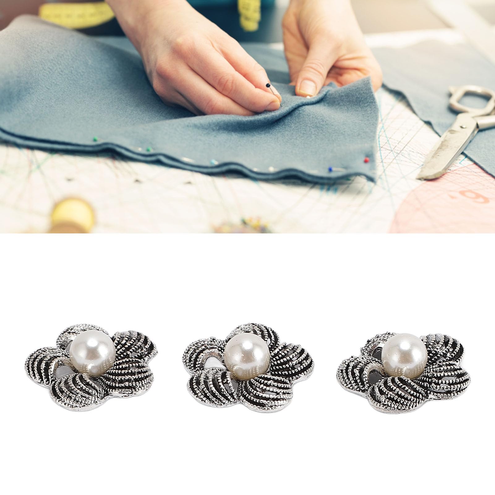 20 botones de flor de perla, aleación de zinc, exquisitos botones decorativos para ropa, zapatos, manualidades, fabricación de joyas — view 2