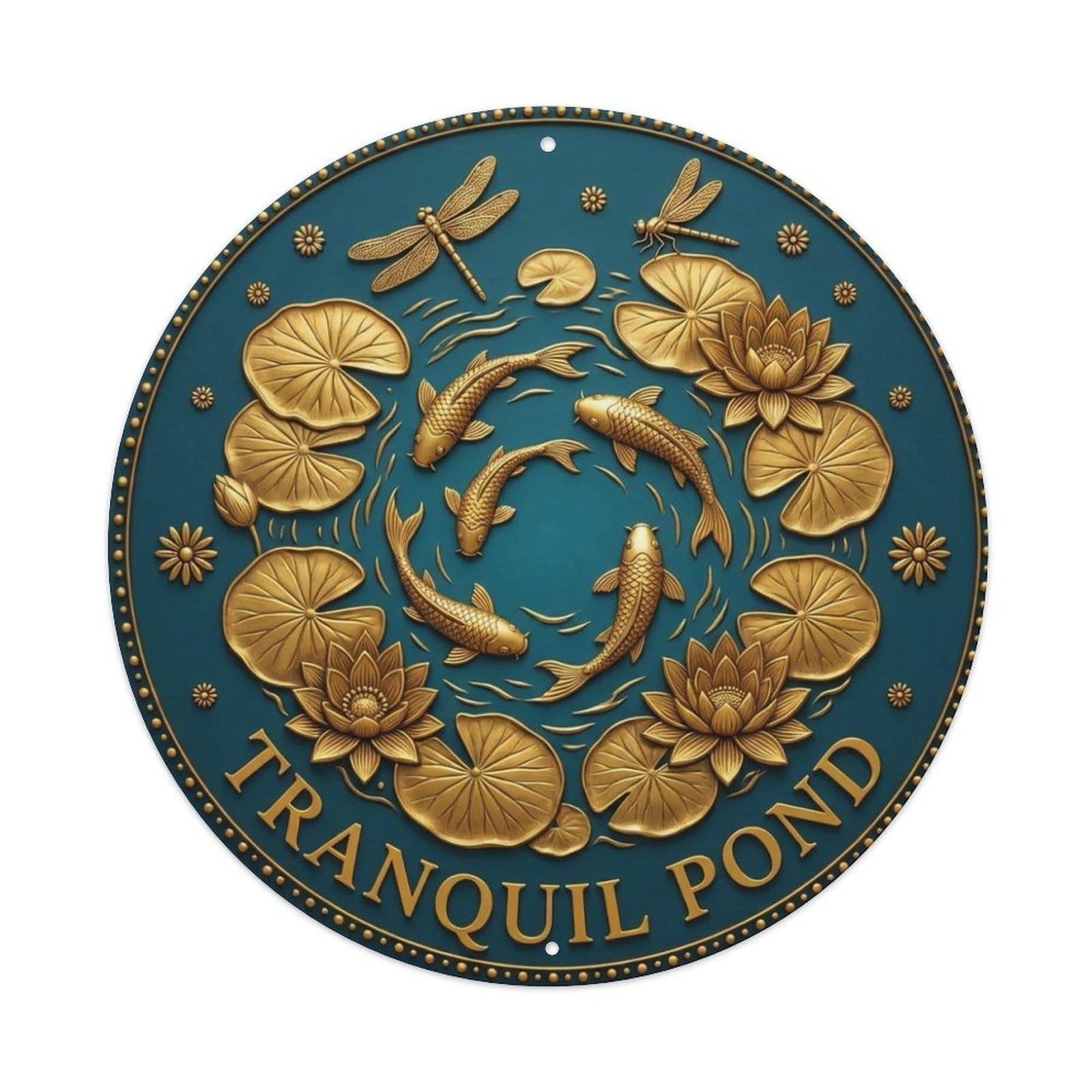 Vintage Tranquil Pond Flower Zen Yoga Metal Tin Sign