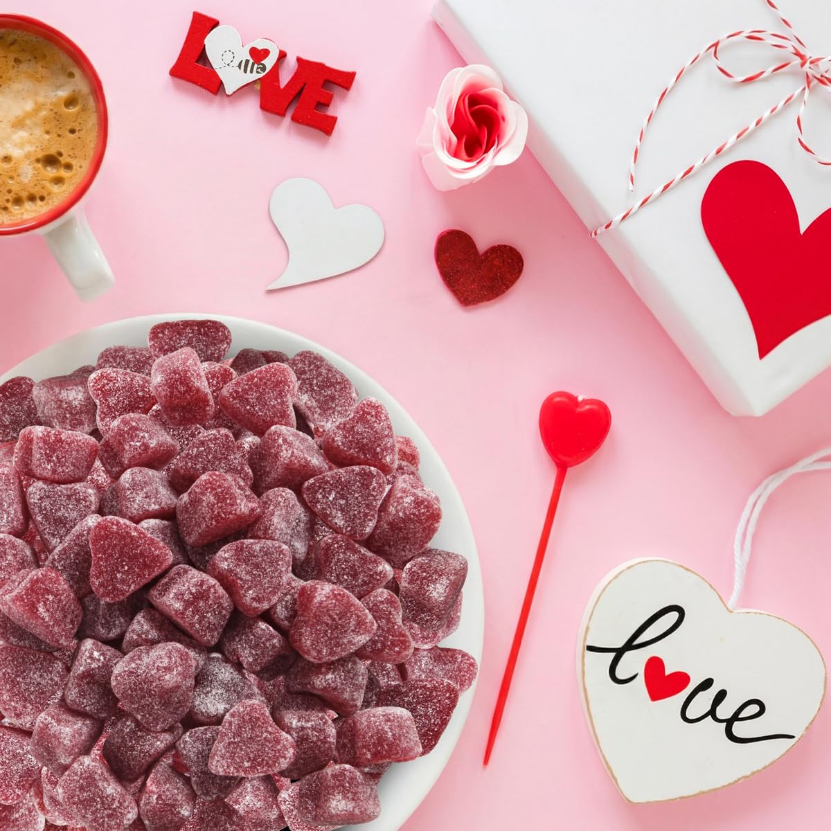 Valentine Gummy Cinnamon Jelly Hearts Candy, 5lb Pack of Valentine's Day Candy Bulk, Ideal Valentine’s Day Gummy Candy for Parties, Classroom Exchanges and Gift Bags, Perfect for Sharing with Loved Ones