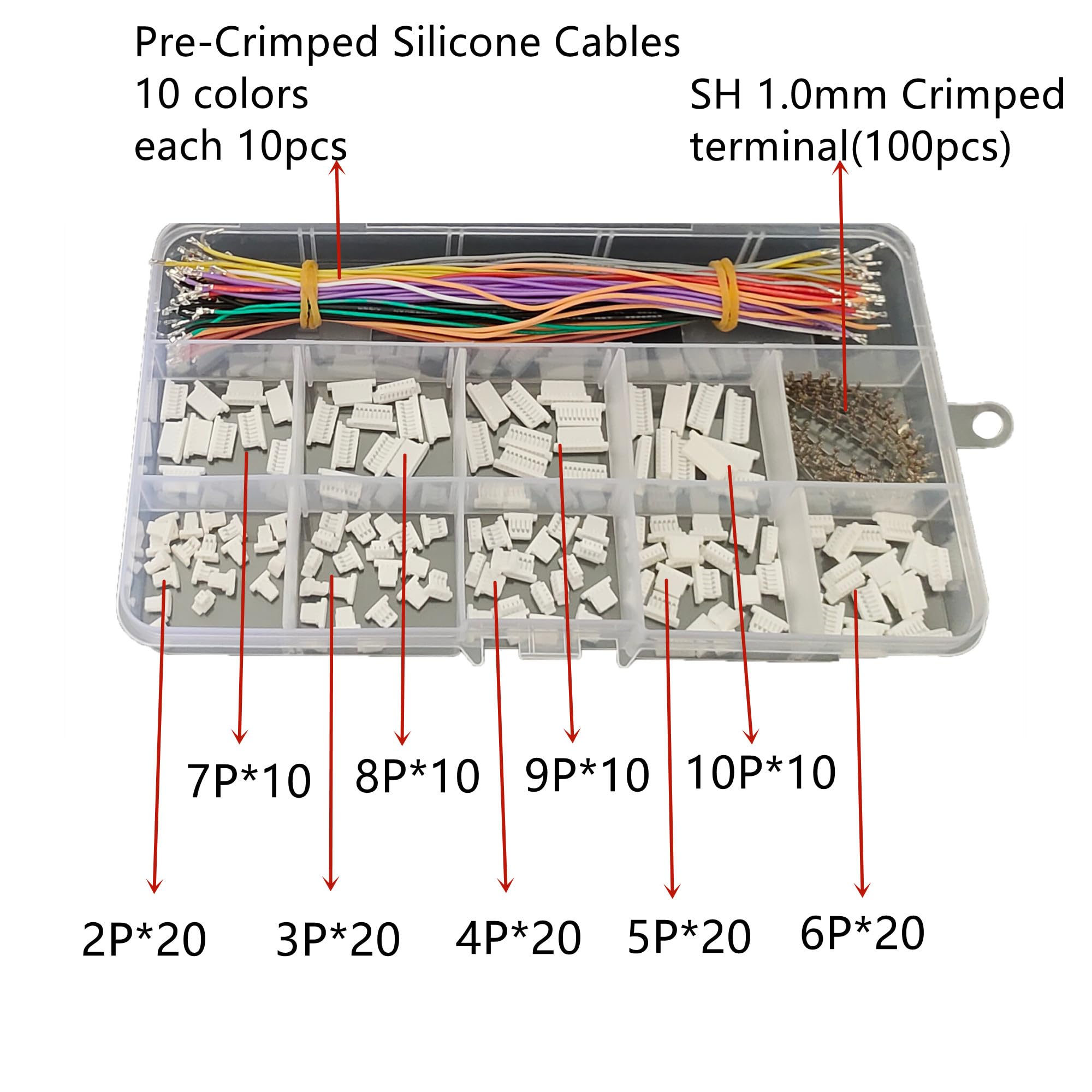 Amazon.com: JST SH1.0 Connector Kit and Pre-Crimped Silicone