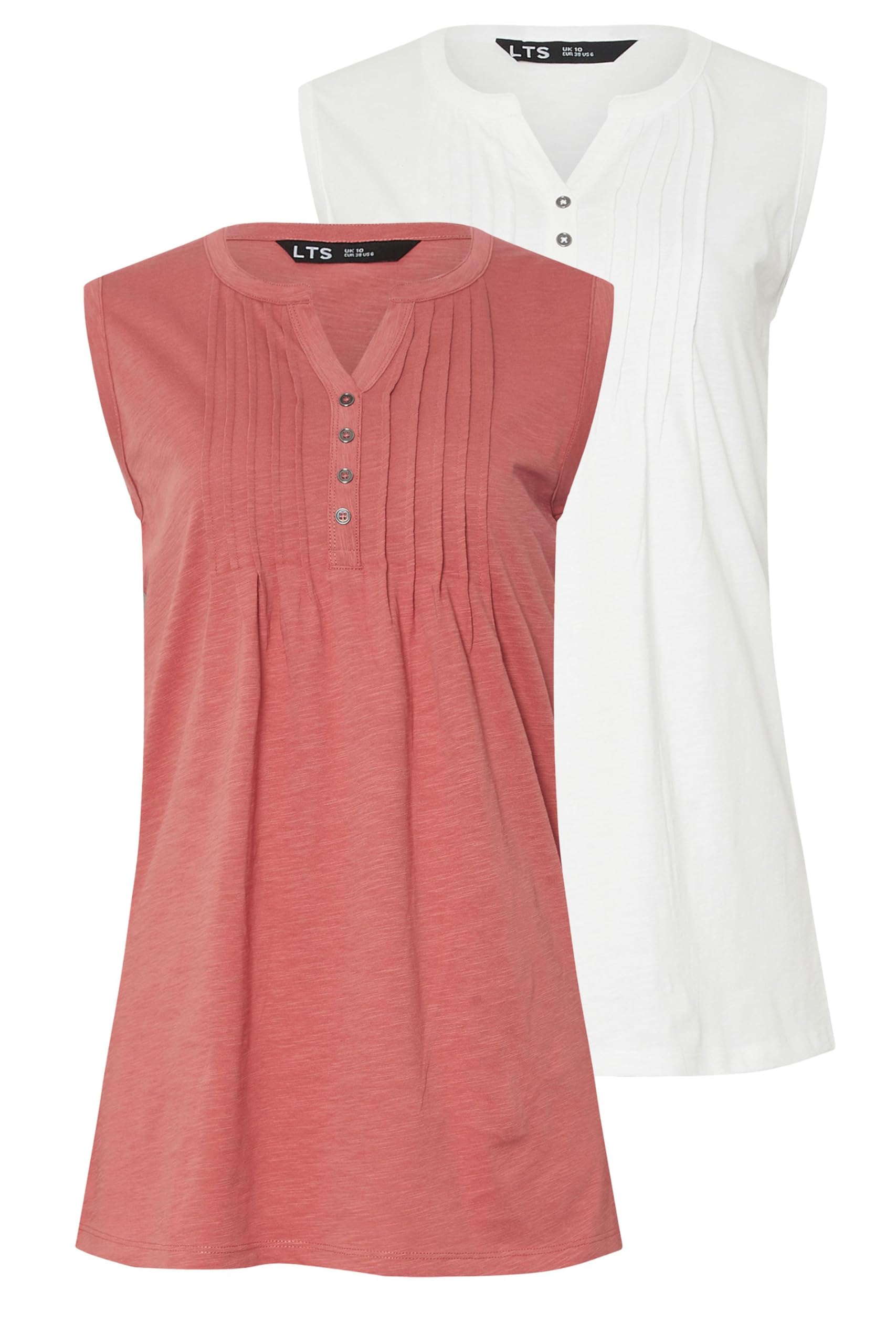 Long Tall Sally Women's Coral Tall 2 Pack Henley Tops In | Size: 12