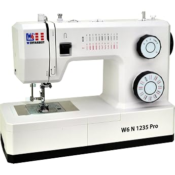 W6 Sewing Machine N 1235 Pro with 24 Programmes | Free Arm | Automatic Threader | Overhead Spool | Circumferential Gripper | 