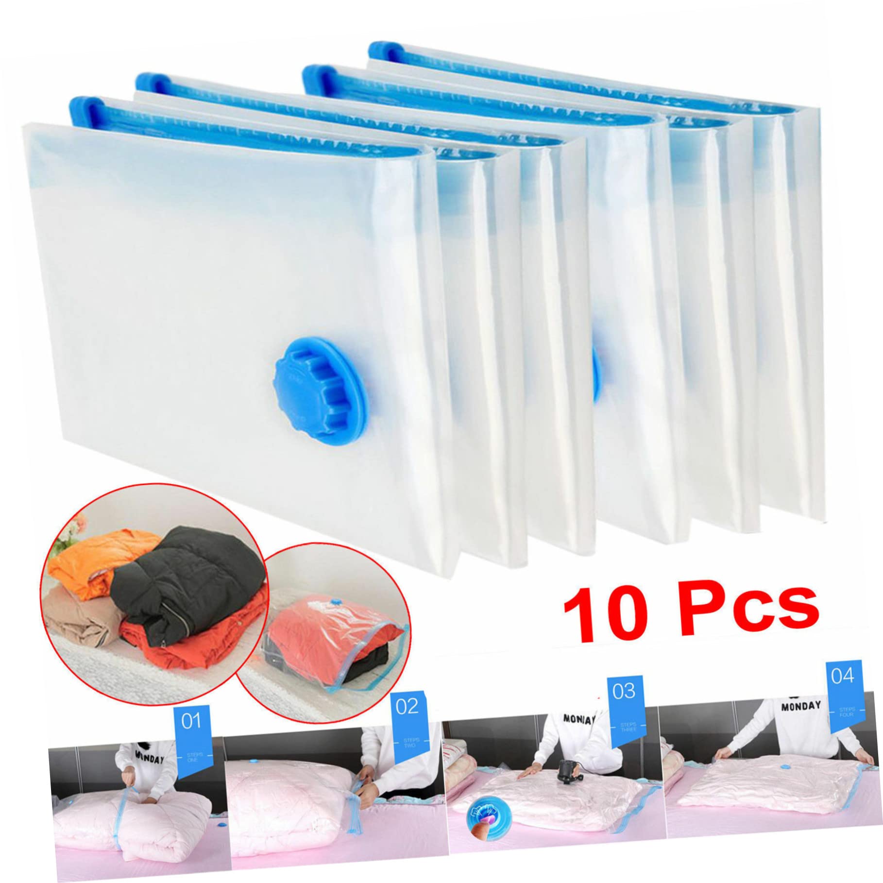 10 Stück Teiliges Wasserdichter Vakuum aufbewahrungsbeutel Platzsparende Kompressionsbeutel aus Umweltfreundlichem Material für Kleidung Bettwäsche und Quilts Faltbare Organizer