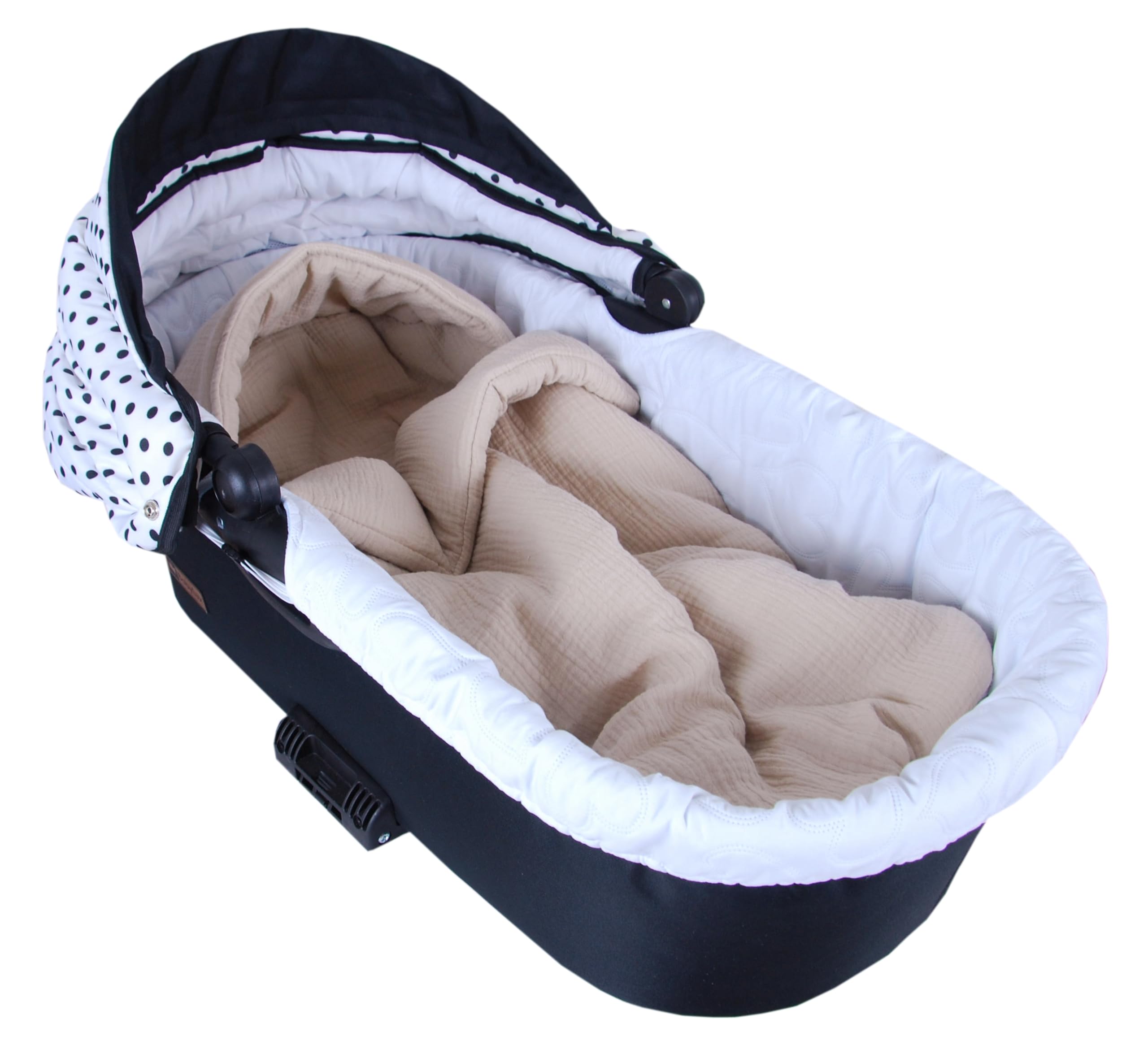 BabyLux Fußsack 90cm für Babyschale, Kinderwagen & Buggy, Minky, warm & weich, Musselin Beige