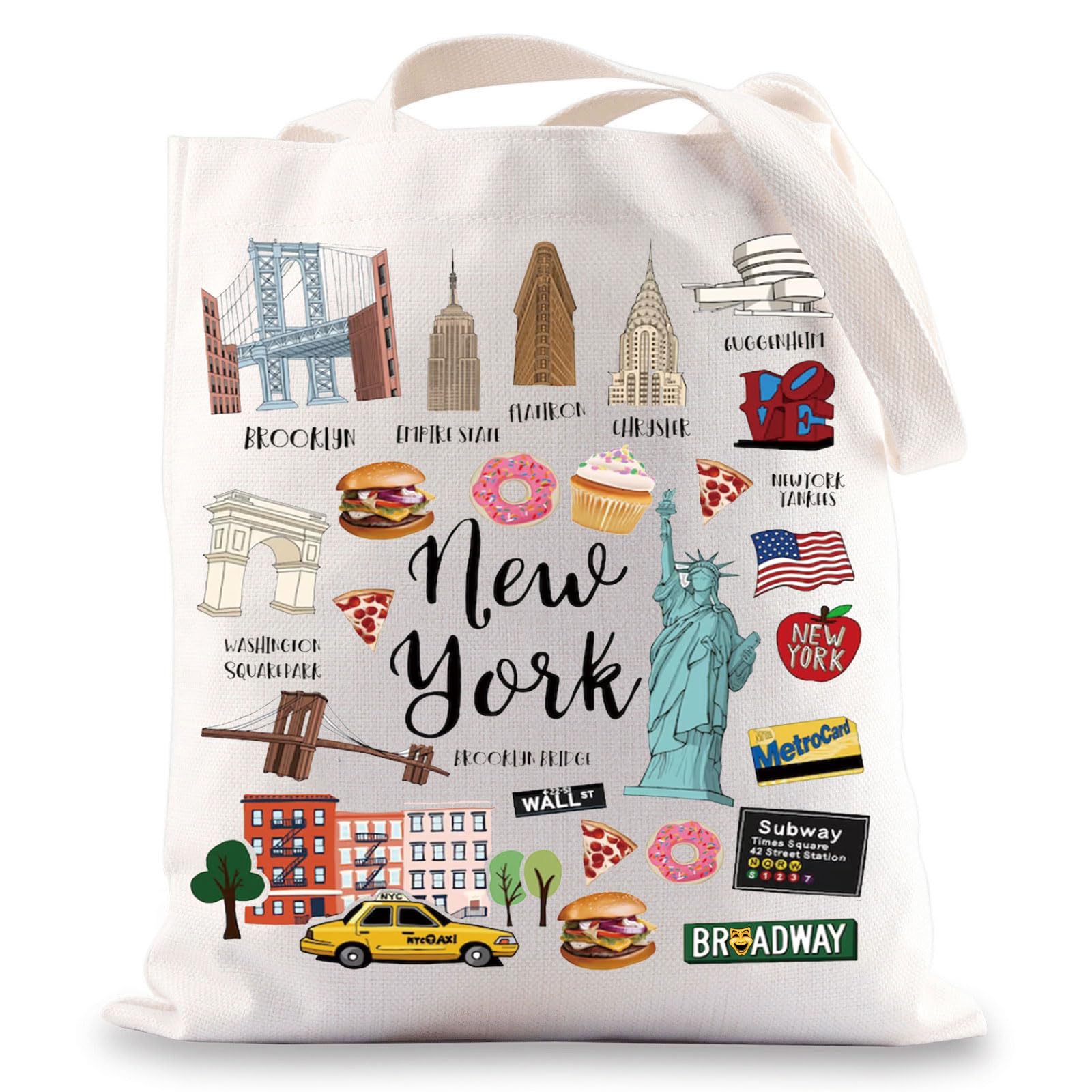 BWWKTOP New York Canvas Tote Bag - New York Souvenir Gift