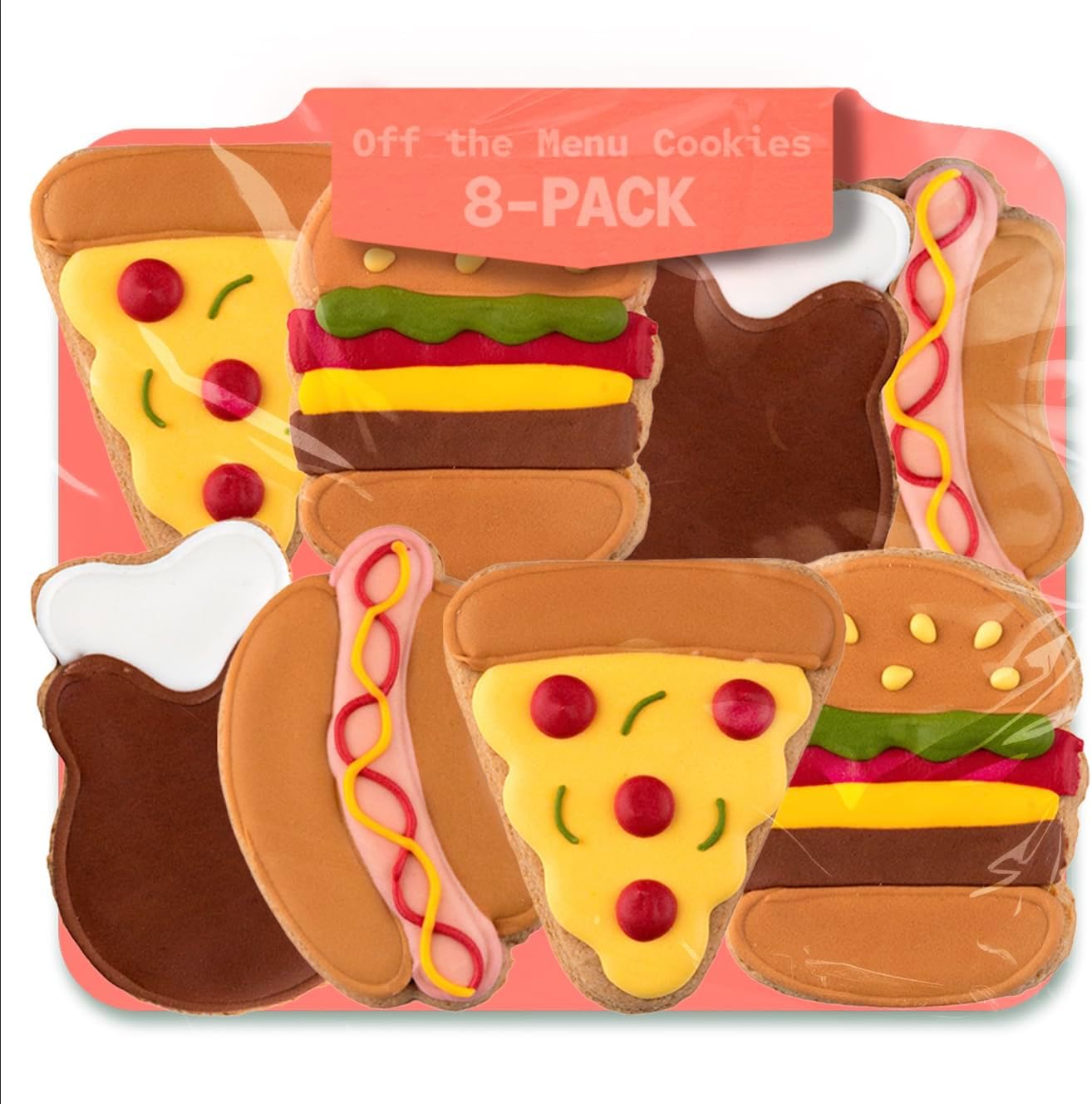 Off the Menu Gift | Hand-Decorated Dog Cookies – 8 Pack in Gift Box | Extra Large Dog Treats 62g Cookie, Vegan Snacks for Dogs, Gifts for Dogs