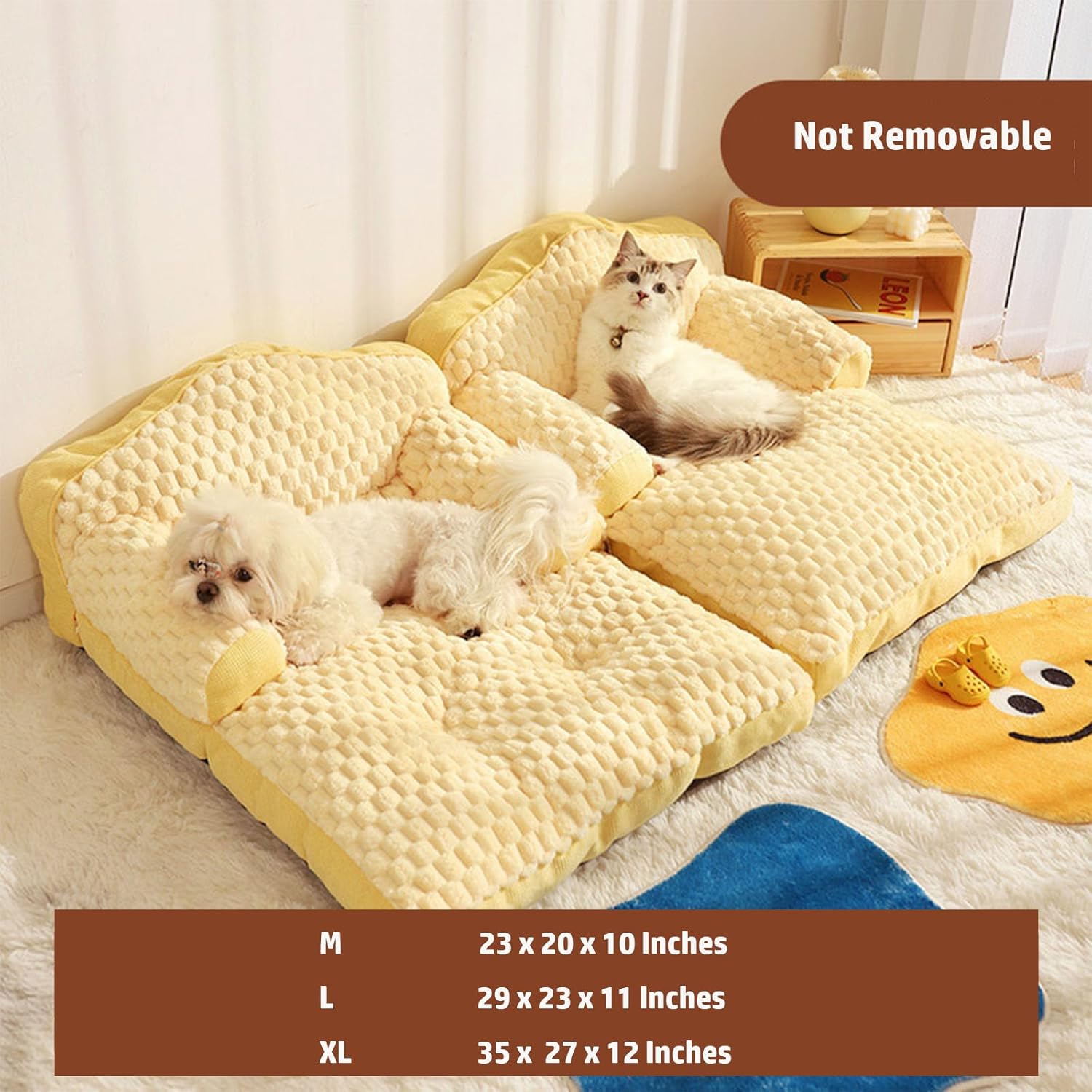 Warm Winter Cat Bed and Pet Mat Detachable and Washable Dog Bed for Cozy Cat Sofa Autumn/Winter Cat Bed,M(23x20x10)