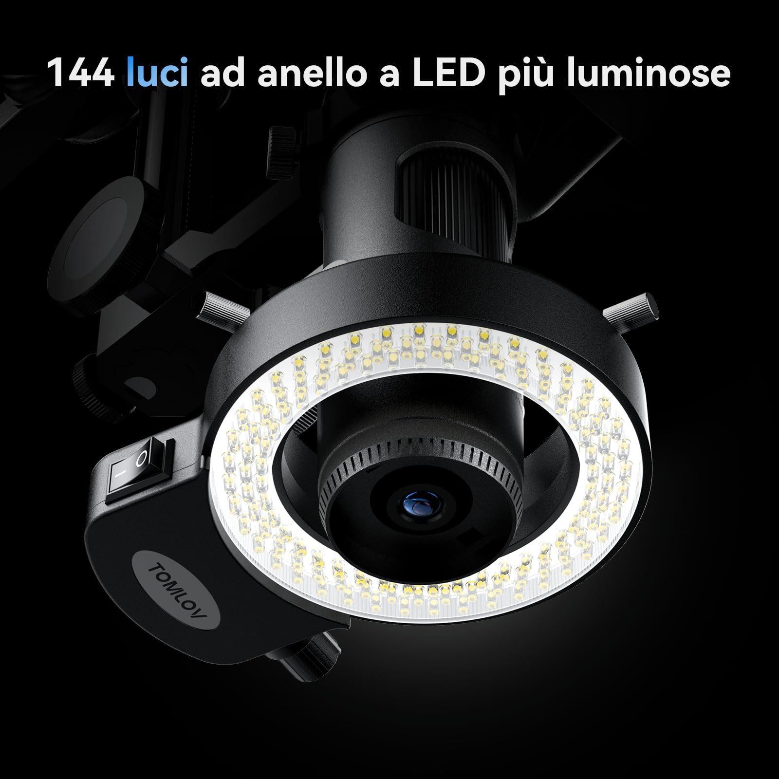 TOMLOV DM602 Pro 3 Lenti HDMI Microscopio Digitale, Schermo IPS da 10,1", Lente d'ingrandimento per Monete/Saldatura, con illuminazione ad Anello, Compatibile TV/PC, 64GB, Regalo per Adulti/Bambini