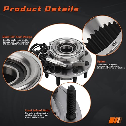 Miniatura 6 de 4WD DRIVESTAR 515183 Rodamientos de rueda delantera izquierda/derecha y conjunto de cubo compatible con Ford F-250 2017-2020 y Super Duty F-350