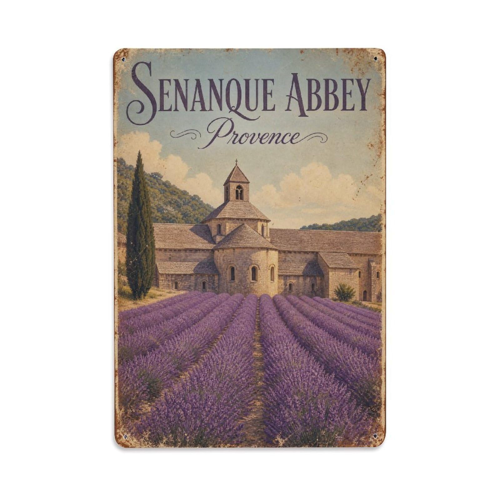 Gead 8X12inch Style Vintage Travel Senanque Provence Abbey Metal Tin Sign
