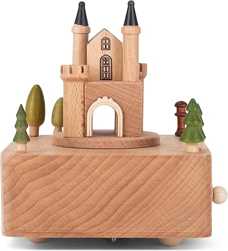 Miniatura 3 de Cottage Garden Castle Car - Figura musical de madera de haya, 6 pulgadas