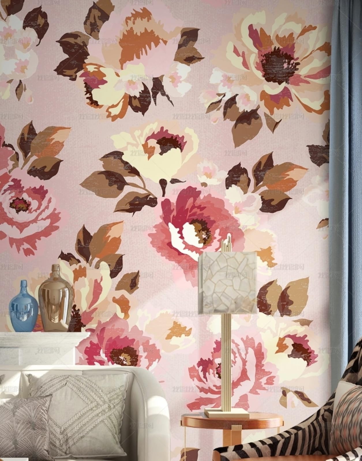 Adhesif pour meuble rouge floral pour relooker une armoire de chambre salon