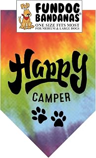 Happy Camper Dog Bandana (One Size Fits Most for Medium to Large Dogs, Tie Die 1)