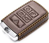Vista 3 de Vitodeco Funda de cuero genuino para llavero inteligente compatible con Land Rover Discovery, Range Rover, Defender 2017 - 2023 (5 botones, marrón)