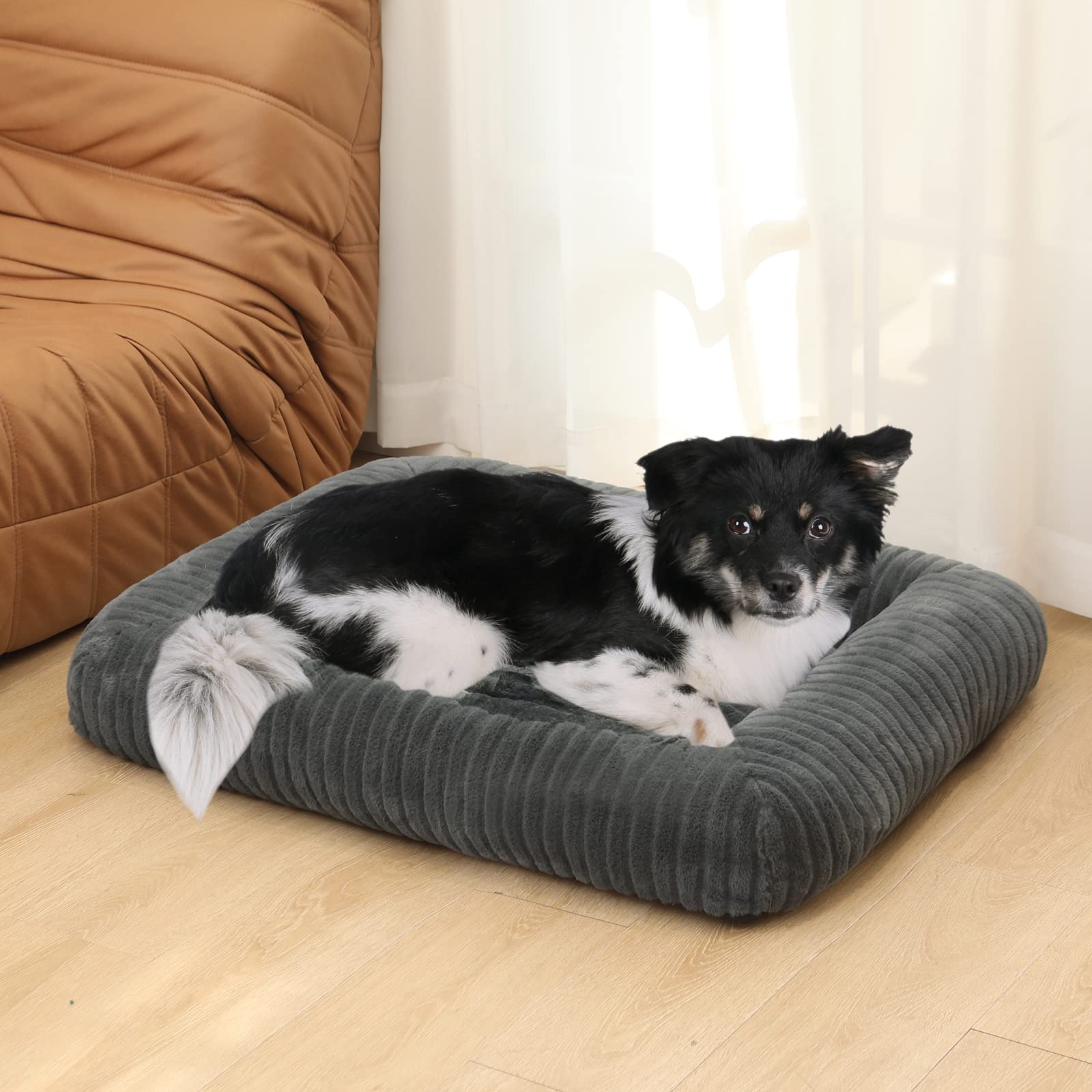 KMFYZYE Dog Beds for Medium Dogs - Medium Dog Bed Waterproof Washable, Chew Resistant Small Dog Bed, Grey, 30"x20"