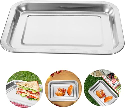 Miniatura 7 de Yardwe Plato de servir al aire libre Bandeja de asador para horno, barbacoa, contenedor de alimentos, tostadora, horno, bandeja rectangular, bandeja