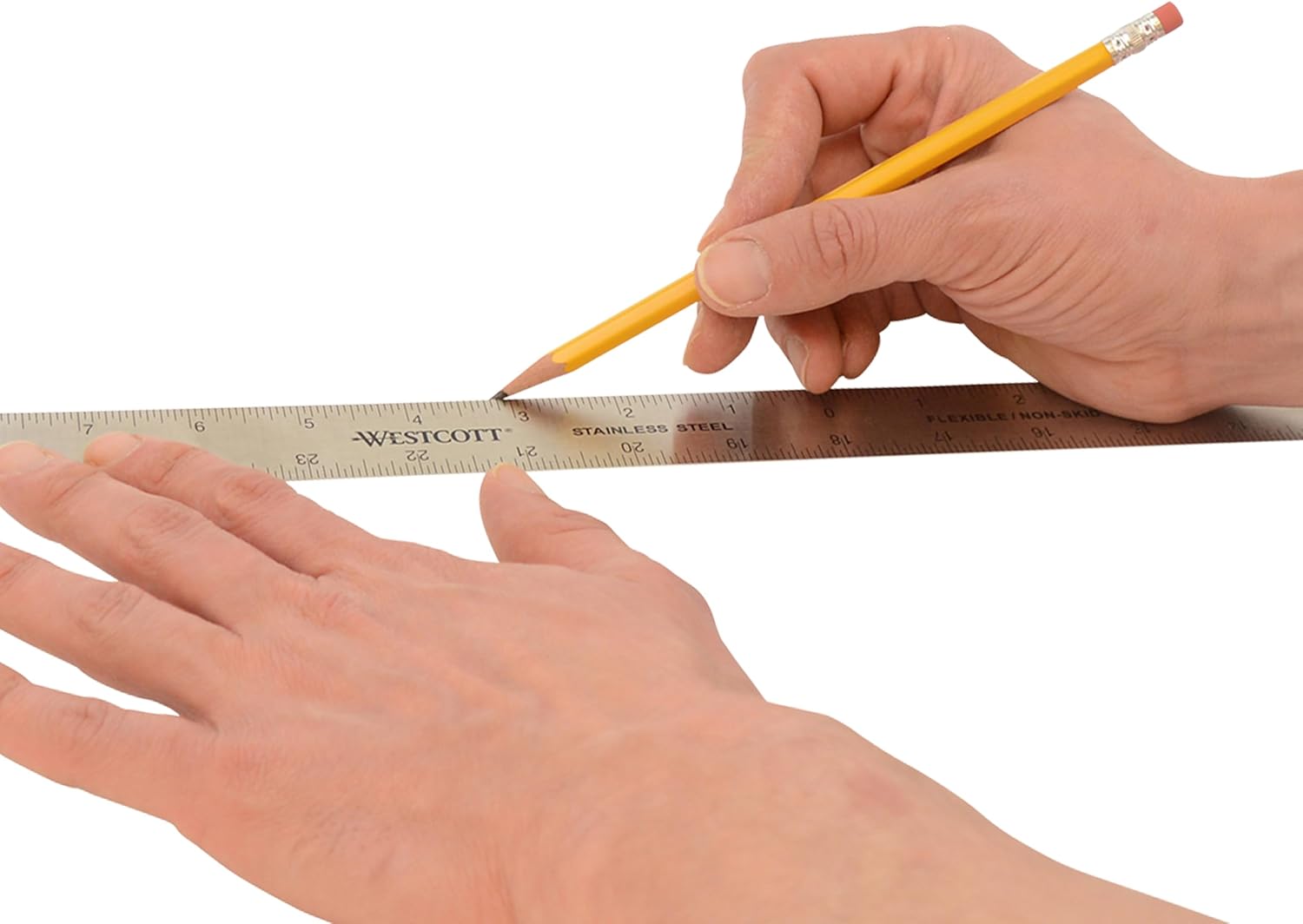 Westcott Stainless Steel Ruler, Zero-Center Scale with Non-Slip Cork Backing, Back-to-School, School Supplies, Classroom Supplies, 36-Inch