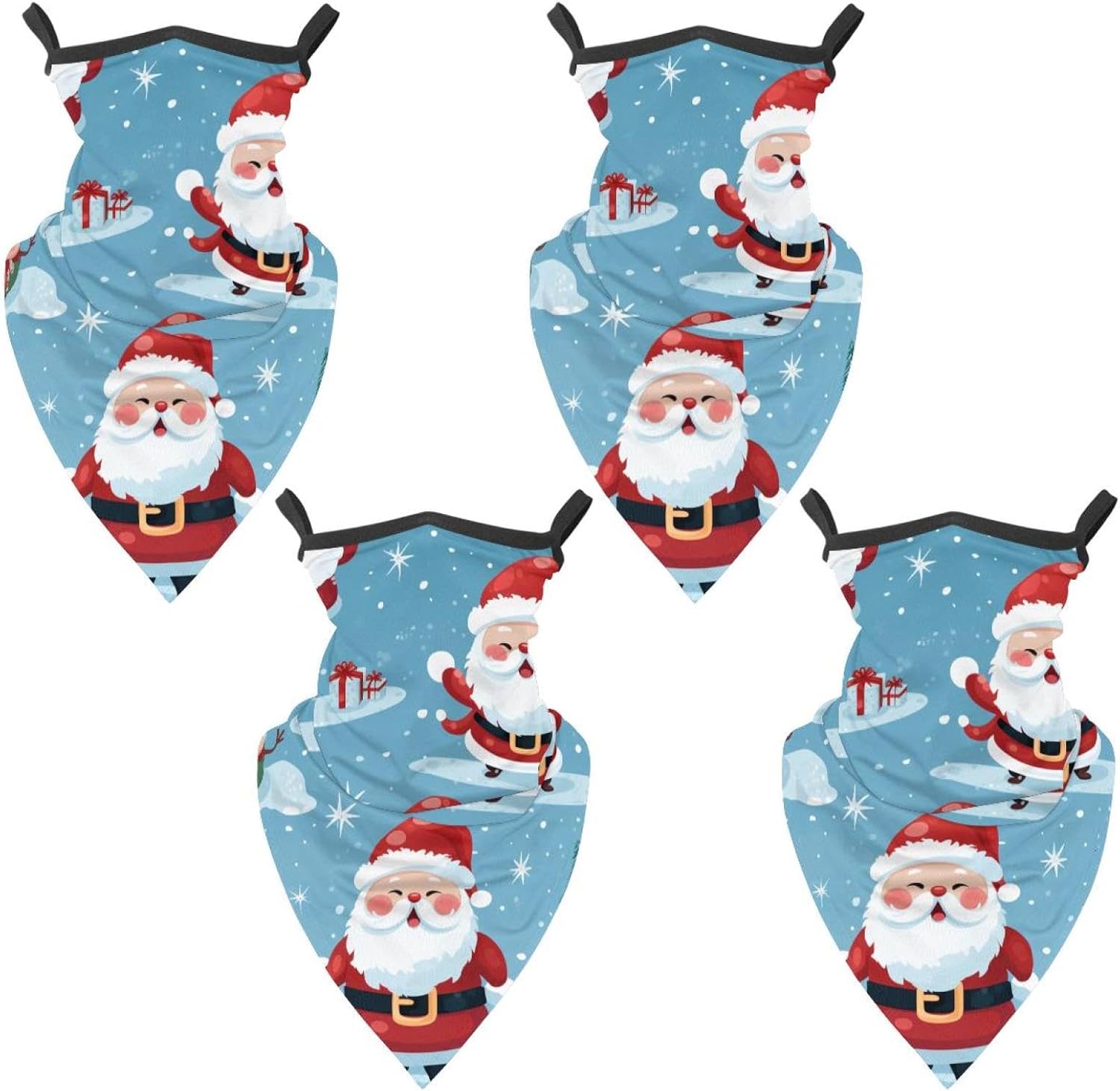 4 Pack Father Christmas Santa Claus Fishing Neck Gaiter - UV Face Mask Sun Protection for Men & Women