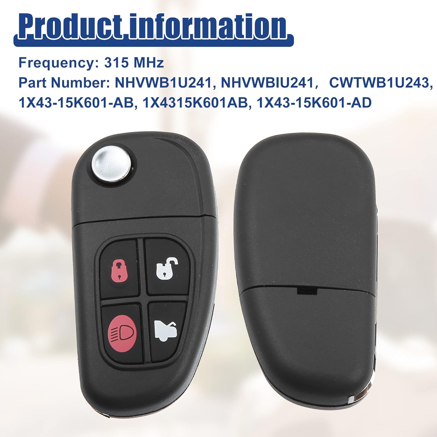 ACROPIX 315 MHZ Key Fob Keyless Entry Remote Fit for Jaguar S-Type XJ8 X-Type 2002-2008 NHVWB1U241 - Pack of 1 Black - Image 5