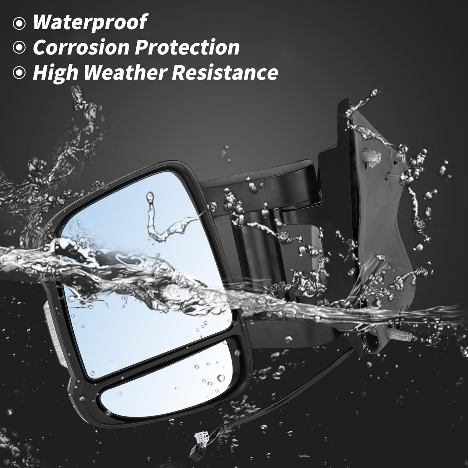 Motoforti 8+2Pins Left Driver Side Mirror Replacement for Ram Promaster 1500 2500 3500 14-23 Power Door Mirror Assembly Heated W/Turn Signal Extented Long Arm Replace#5VE95JXWAD