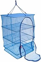 Vista 7 de Docooler Red de secado de carne de 4 capas Red de secado Red plegable Platos de pescado vegetal Malla colgante de secado con cremallera azul 40 40