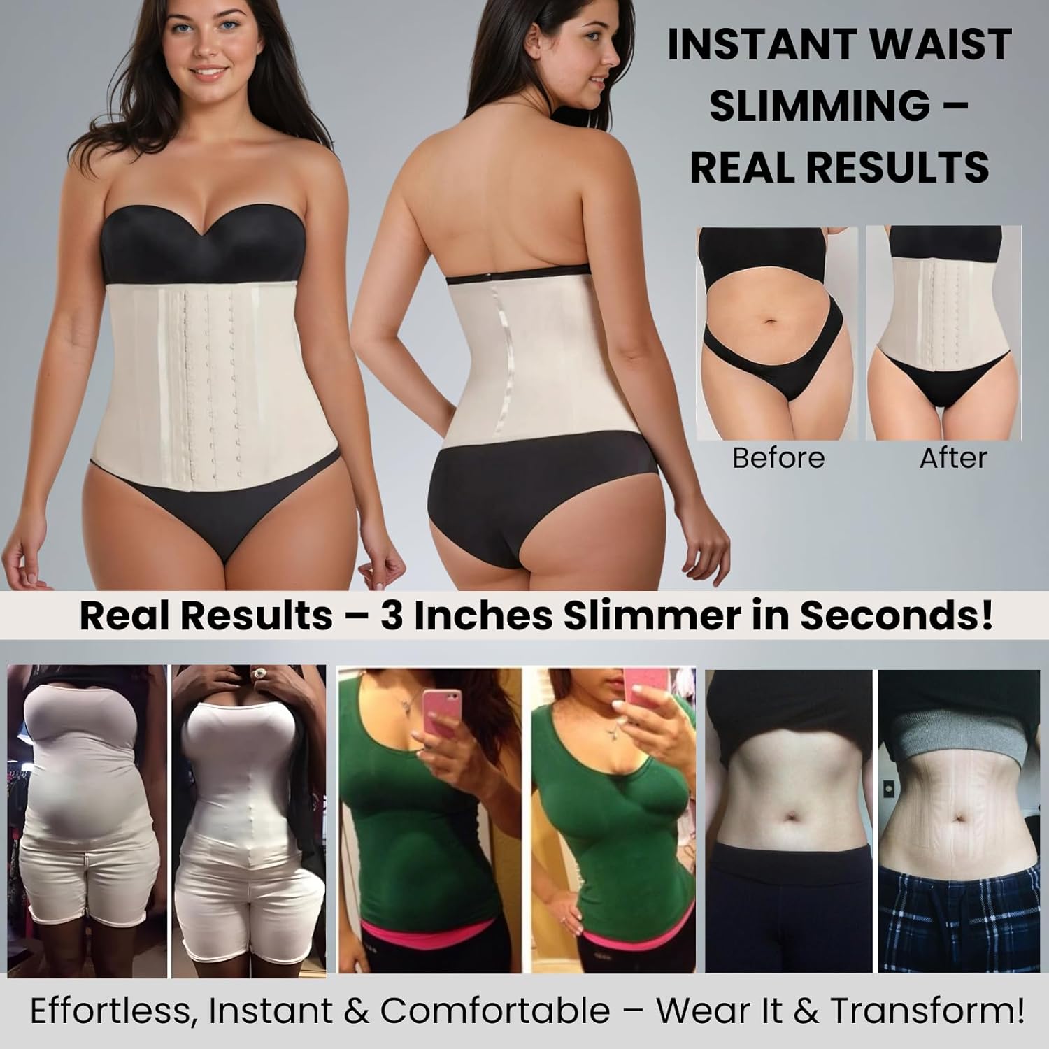 Siluet Latex Waist Trainer for Women - Underbust Waist Cincher Corset, Sport Girdle, Hourglass Body Shaper