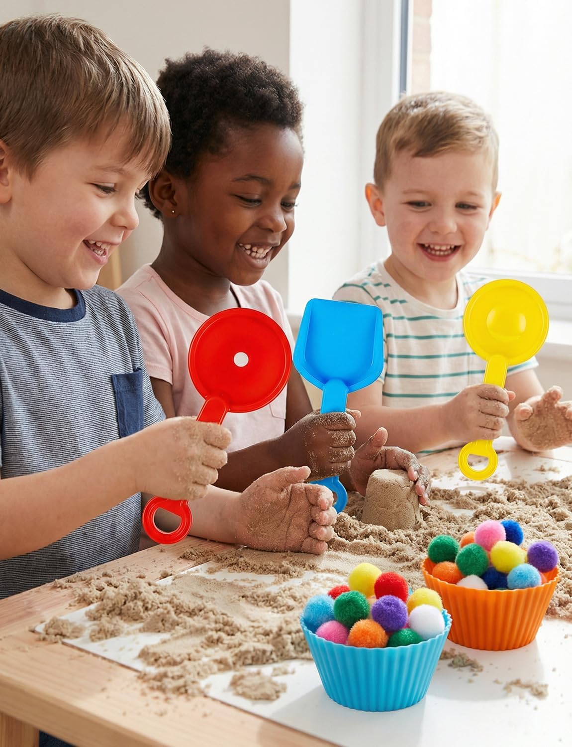 26 Pieces Sensory Bin Filler, Fine Motor Skills Handy Toys Set with Scoops, Tweezers, Silicone Tong, Scissors Clip, Beach Shovels, Sorting Cups, Dough Play Tools, Sensory Table Accessories Tool