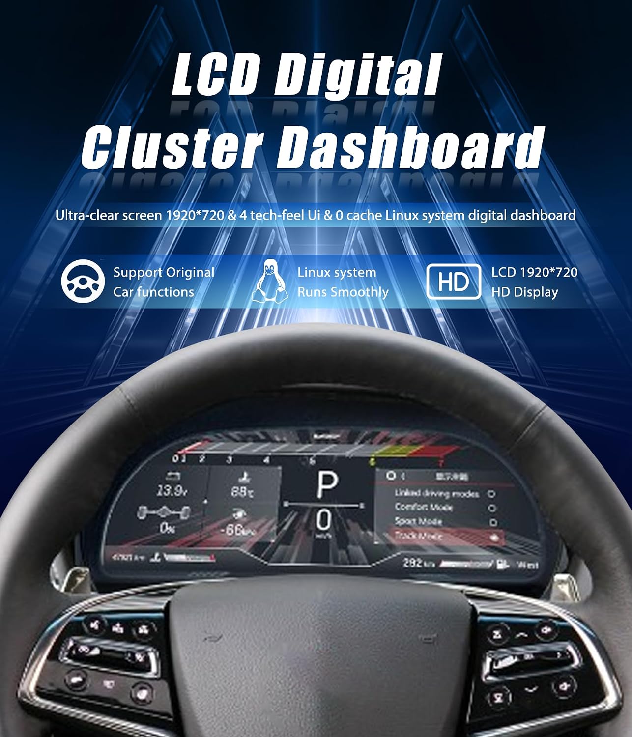 12.3 inch Digital Dash Instrument Cluster fit for Cadillac ATS/ATS-L 2014-2017 Digital Cluster Instrument Speedometer Replacement