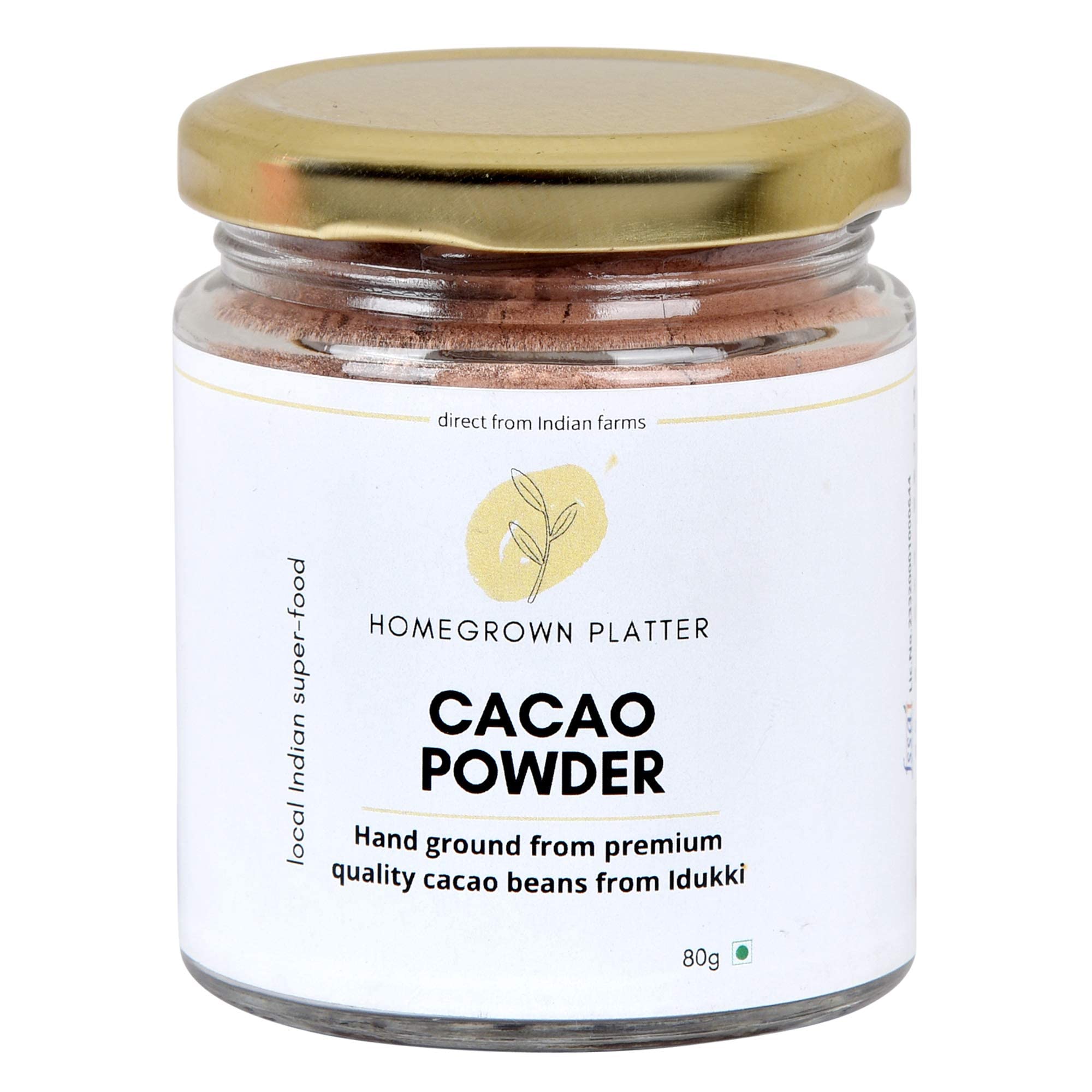 Homegrown Platter Non-Alkalized Raw Cacao Powder, 80g | Unsweetened Cacao Powder | Organic for Baking, Hot Chocolate, Cakes, Milkshakes, Smoothies & Truffles | High in Antioxidants