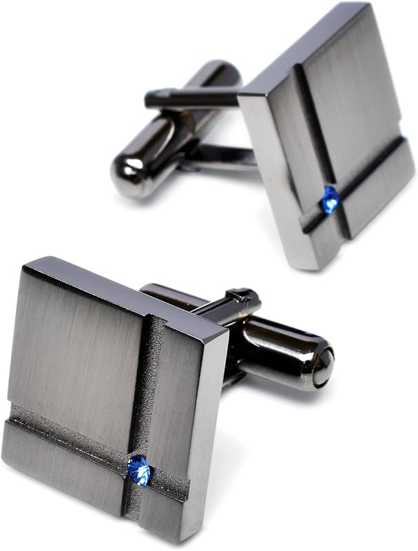 [TAVARAT] Cufflinks for Men Black Silver Red Blue Crystal glass Tps-040