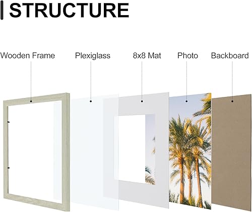 Vista 328 de Vittanly - Juego de 9 portarretratos, plexiglás resistente a rupturas, exhibe fotos de 12 x 12 pulgadas o, con paspartú, de 8 x 8 pulgadas, marcos