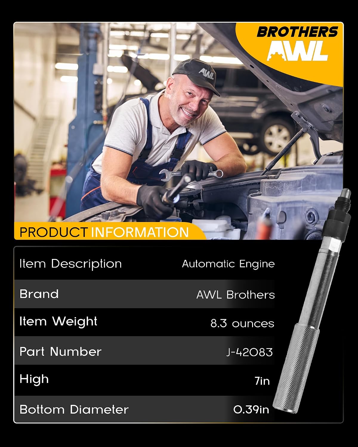 Automatic Engine Timing Pin Compatible for Caterpillar 3200, 3300, 3406, 3408,C-7, C-9, C-11, C-13, C-15, C-16 TDC Valve/Injection Timing, Replace J-42083