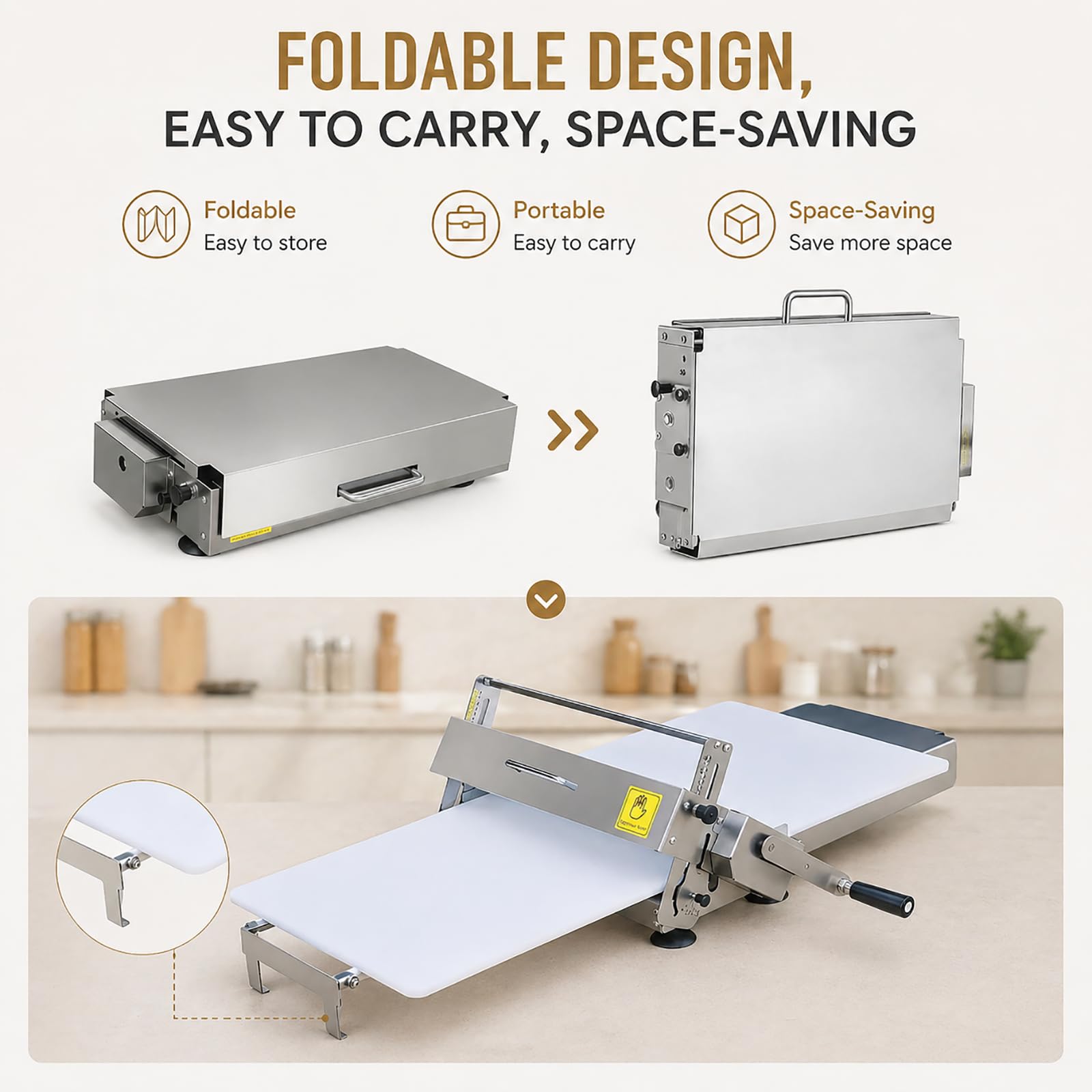 Laminator do ciasta Croissant, ręczny nóż do ciasta, wielofunkcyjny wałek do ciasta francuskiego, ciasteczek, pizzy, składany blat M300