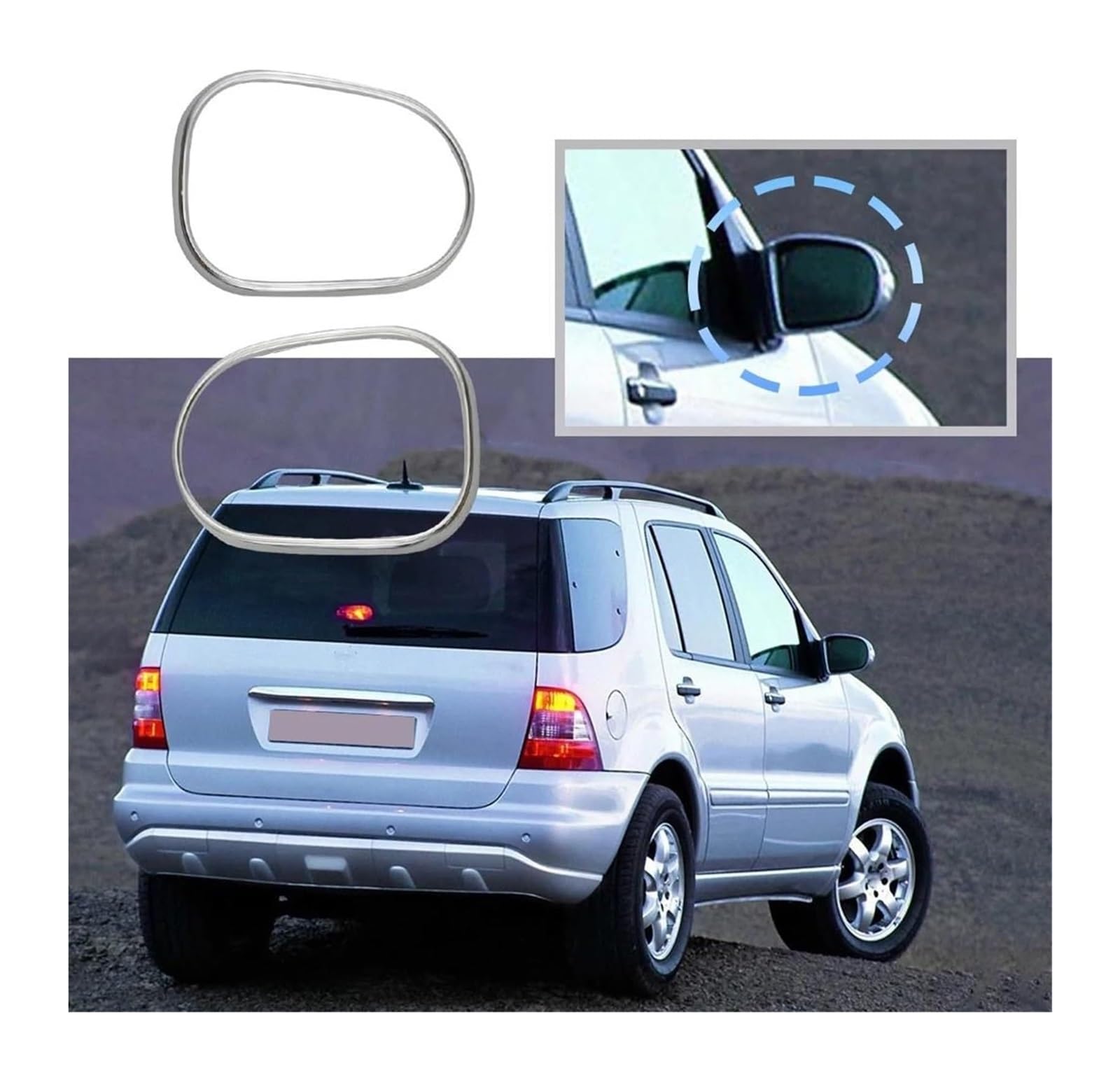 Pour Benz Pour ML300 ML320 W163 1998-2005 Cadre Rétroviseur Latéral Chromé 2 Pièces Retroviseur Extérieur